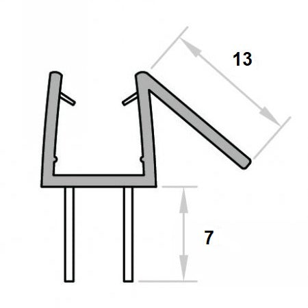 Duschdichtung mit doppelten Dichtgummi unten u. Dächlein oben, für Lücken von 6 - 9 mm, Art.Nr. 009B1