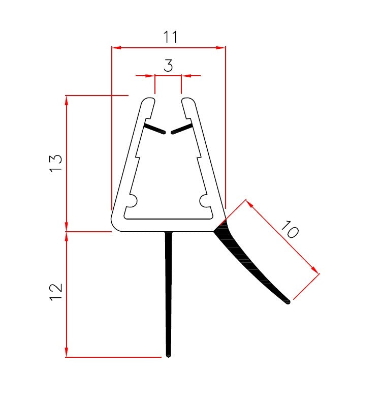 neu: Schleiflippendichtung für Duschtür mit Wasserabweiser u. Schleiflippe unten, für 5 u. 6 mm, Art.Nr. 424