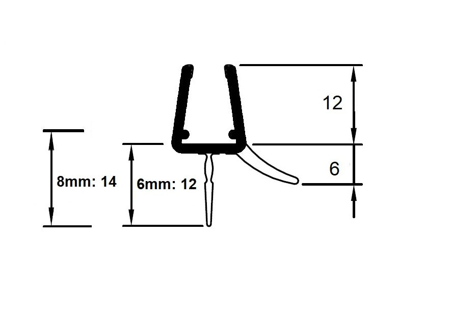 Schleiflippendichtung mit Abtropfleiste, für Lücken von 11 - 14 mm, Art.Nr. 5102