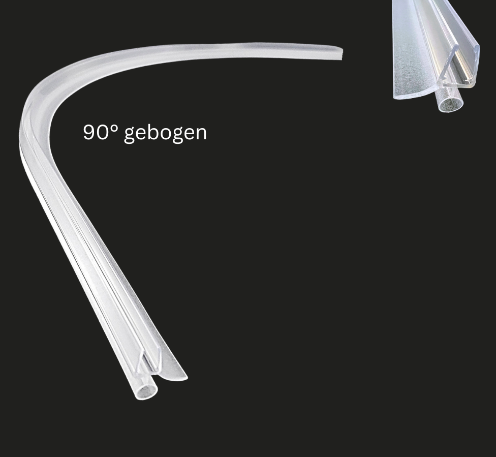 gebogene Dusch-Türdichtung mit Schlauch u. Abtropfleiste, für Lücken von 13 - 16 mm, Art.Nr. 5141.550