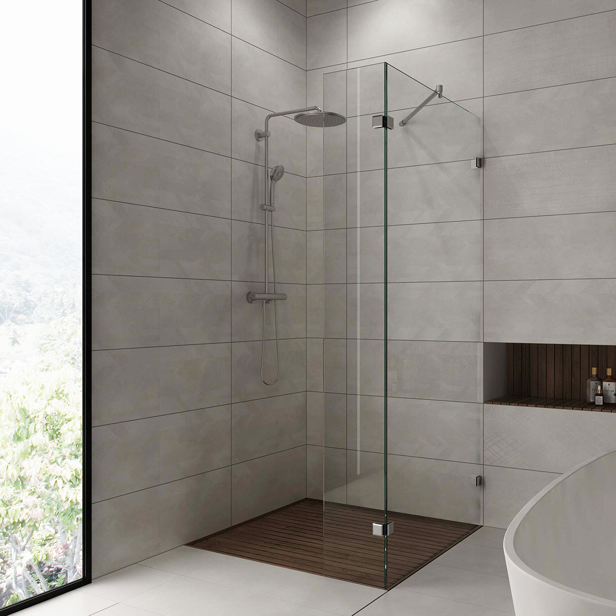 Glas-Wand, 45°, Edelstahl Stabistangen-Set, 19 mm Rohr, Art.Nr. 6017/6019