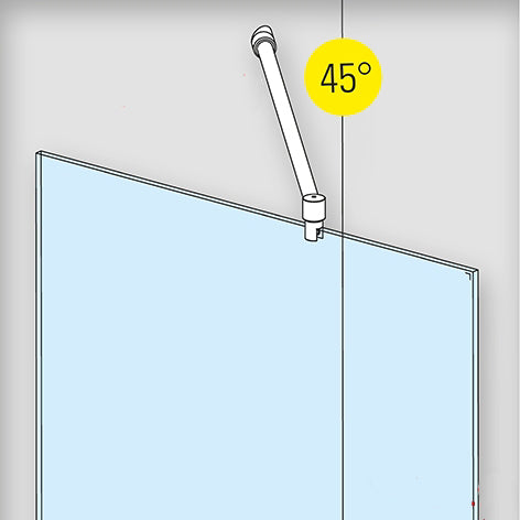 Glas-Wand, 45°, Edelstahl Stabistangen-Set, 19 mm Rohr, Art.Nr. 6017/6019