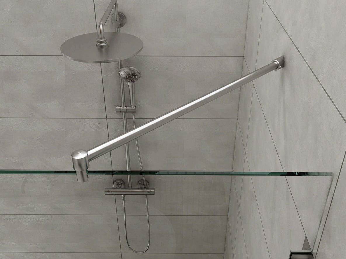 Glas-Wand, 45°, Edelstahl Stabistangen-Set, 19 mm Rohr, Art.Nr. 6017/6019