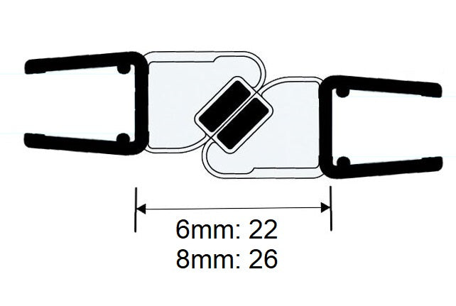 Magnetdichtung 180° fluchtend mit 45° schrägem Magnetstreifen, Art.Nr. 6072 (6082)