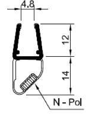 Magnetdichtung 180° fluchtend mit 45° schrägem Magnetstreifen, Art.Nr. 6072 (6082)