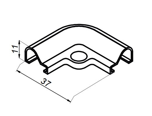 Schwallprofil Eckverbinder 90° für beidseitigen Einschub des Schwallprofils, Art.Nr. NTFA90
