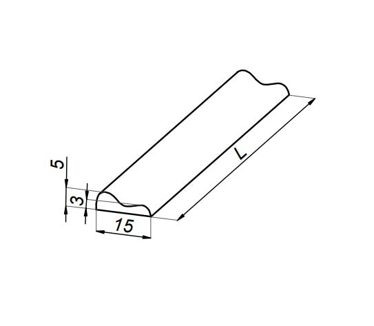 geschwungenes Schwallprofil aus Alu, 15 x 6 mm; Art.Nr. 2967