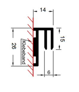 Trägerprofil aus Kunststoff, selbstklebend, Art.Nr. PML2500