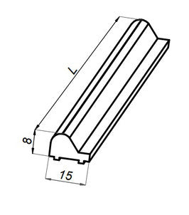 Schwallprofil aus Metall, 15 x 9 mm; Art. Nr. S1L