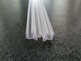 Ziehharmonika-Dichtung für Glastür an feststehender Glasscheibe, Art.Nr. 006A