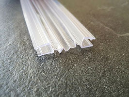 Ziehharmonika-Dichtung für Glastür an feststehender Glasscheibe, Art.Nr. 006A