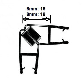 Magnetdichtung für Dusche, 90° Ecke, 2-er Set mit Magnetleiste, Art.Nr. 008A1W