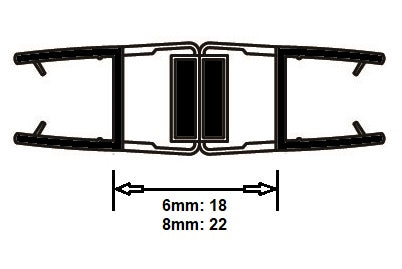 Magnetdichtung für Dusche, 180° Duschdichtung 2-er Set mit Magnetleiste, Art.Nr. 008BW