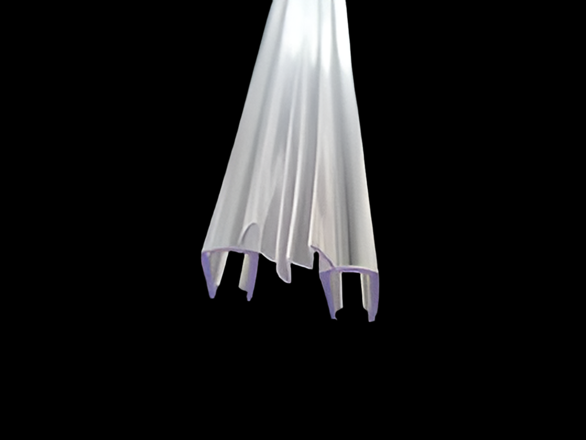 Ziehharmonika-Dichtung für Glastür an feststehender Glasscheibe, Art.Nr. 006A