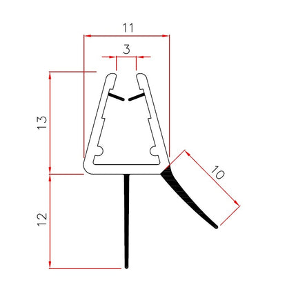 neu: Schleiflippendichtung für Duschtür mit Wasserabweiser u. Schleiflippe unten, für 5 u. 6 mm, Art.Nr. 424