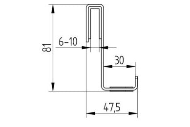 Halter an Glasdusche mit 2 Haken