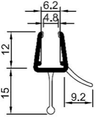 gebogene Dusch-Türdichtung  mit verstärkter Dichtlippe, für Lücken von 15 - 17 mm, Art.Nr. 5101.550