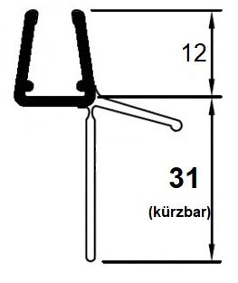 Duschtürdichtung für unten als Alleskönner mit anpassbarer 30 mm langer Lippe, Art.Nr. 5160