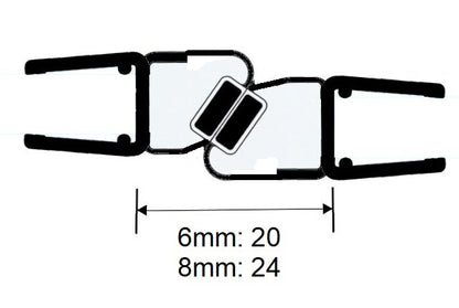 Magnetdichtung 180° fluchtend mit 67° schrägem Magnetstreifen (2-er Set), Art.Nr. 6052 (6062)