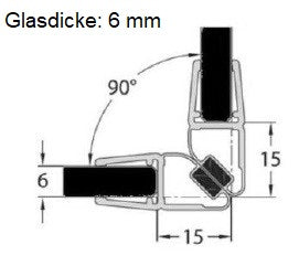 Magnetdichtung inkl. Magnetstreifen 2x45° als 90° Ecke (2-er Set als Paar), Art.Nr. 6072/6082