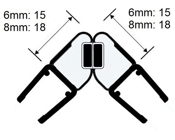 Magnetdichtung inkl. Magnetstreifen 2x45° als 90° Ecke (2-er Set als Paar), Art.Nr. 6072/6082