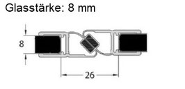 schwarze Tür-Magnetdichtung 180°, Art.Nr. 6072-B (6082-B)