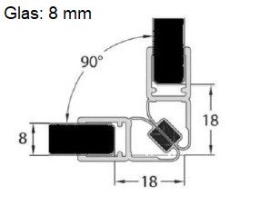 Magnetdichtung inkl. Magnetstreifen 2x45° als 90° Ecke (2-er Set als Paar), Art.Nr. 6072/6082