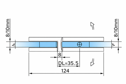 Bellagio Pendeltürband, 180° Glas-Glas, Anschraubplatte einseitig, inkl. Abdeckplatten, BEL380
