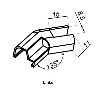 Schwallprofil Abschlußkappe 135°, Art. NTFA135R/L