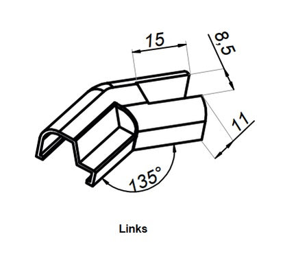 Schwallprofil Abschlußkappe 135°, Art. NTFA135R/L