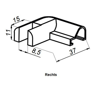 Schwallprofil Abschlußkappe 90°, Art. NTFA90R/L