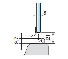 Schwallprofil aus Alu gebogen, 15 x 8 mm; Art.Nr. 8881/8882